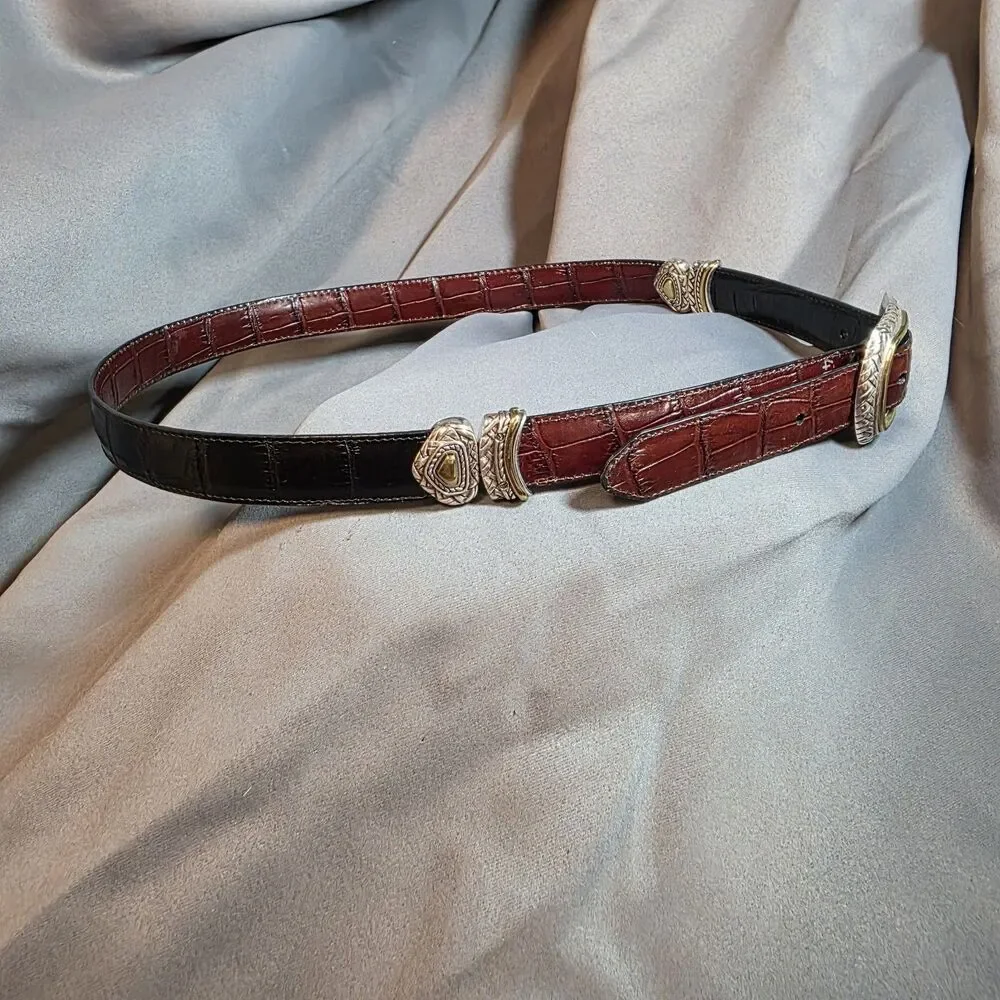 Brighton Womens Belt 40210 Black Brown Leather Reversible LARGE 34